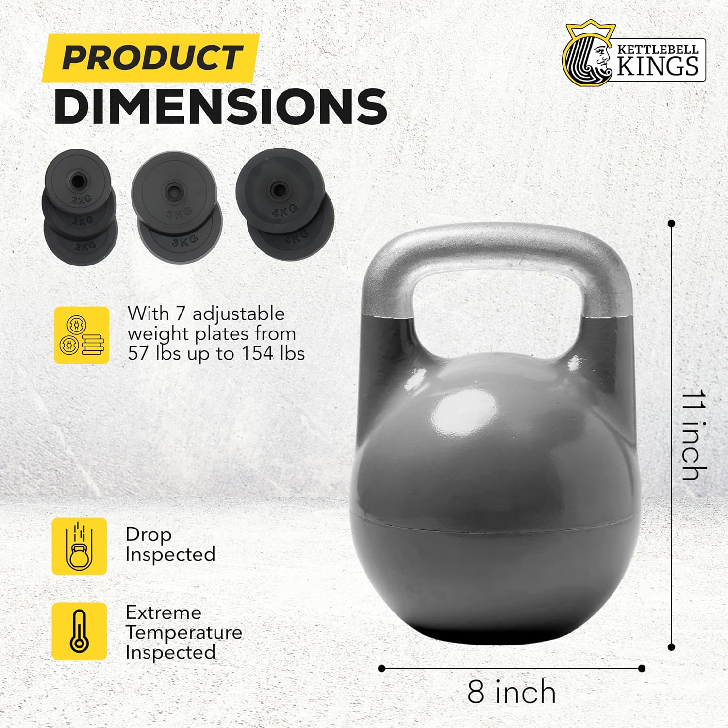 Kettlebell Kings Adjustable Kettlebell (26-70 lb) — Includes 7 Plates for Flexible Training