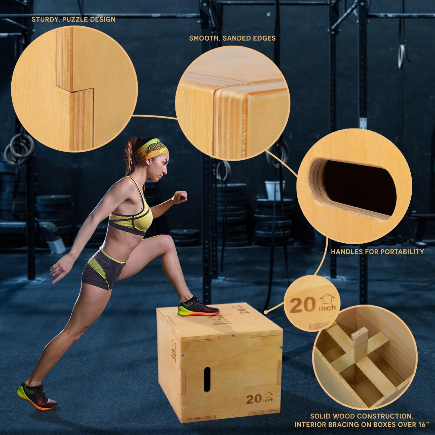 Yes4All 3-in-1 Wooden Plyo Box — High-Quality Construction