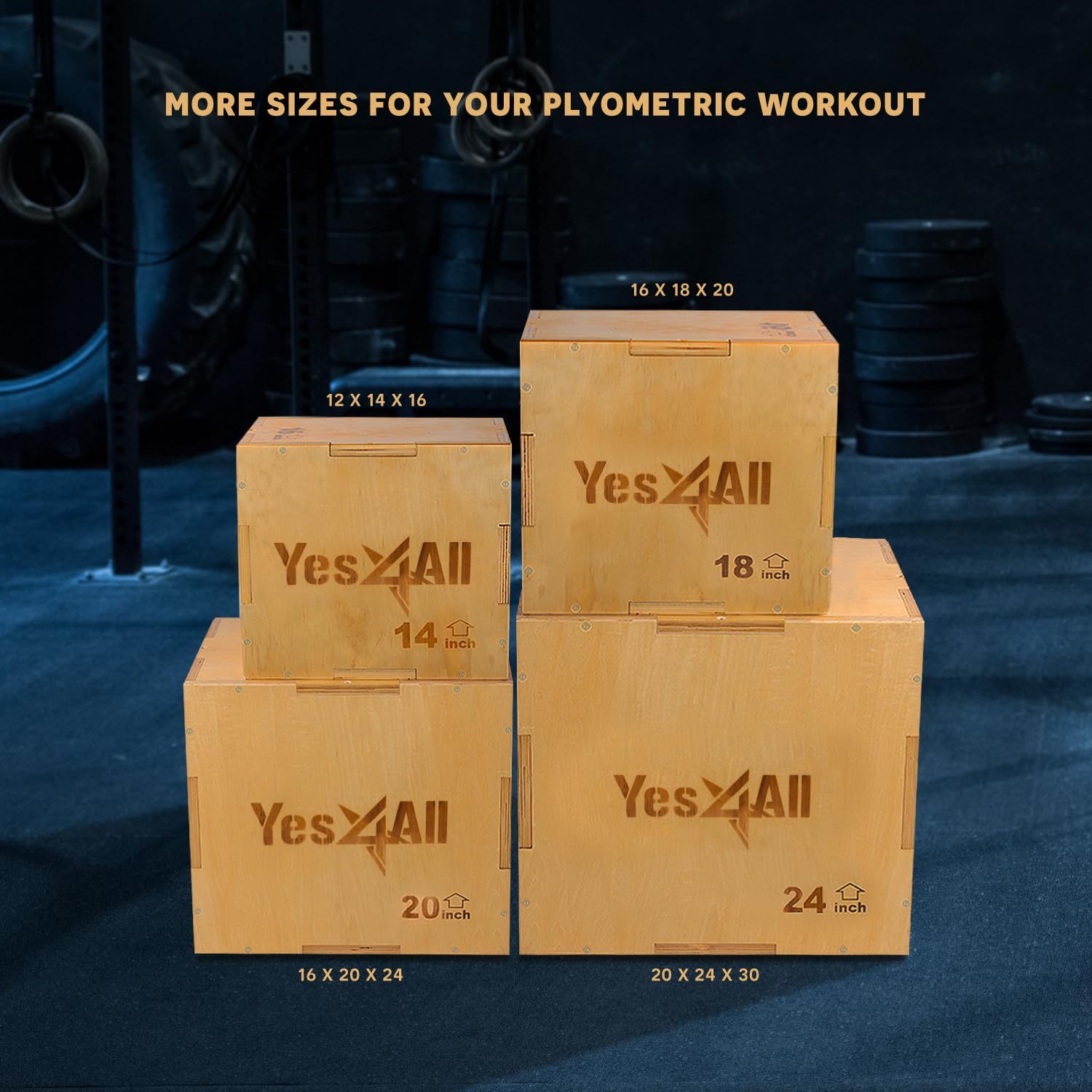 Yes4All 3-in-1 Wooden Plyo Box — 3 in 1 Plyo Box
