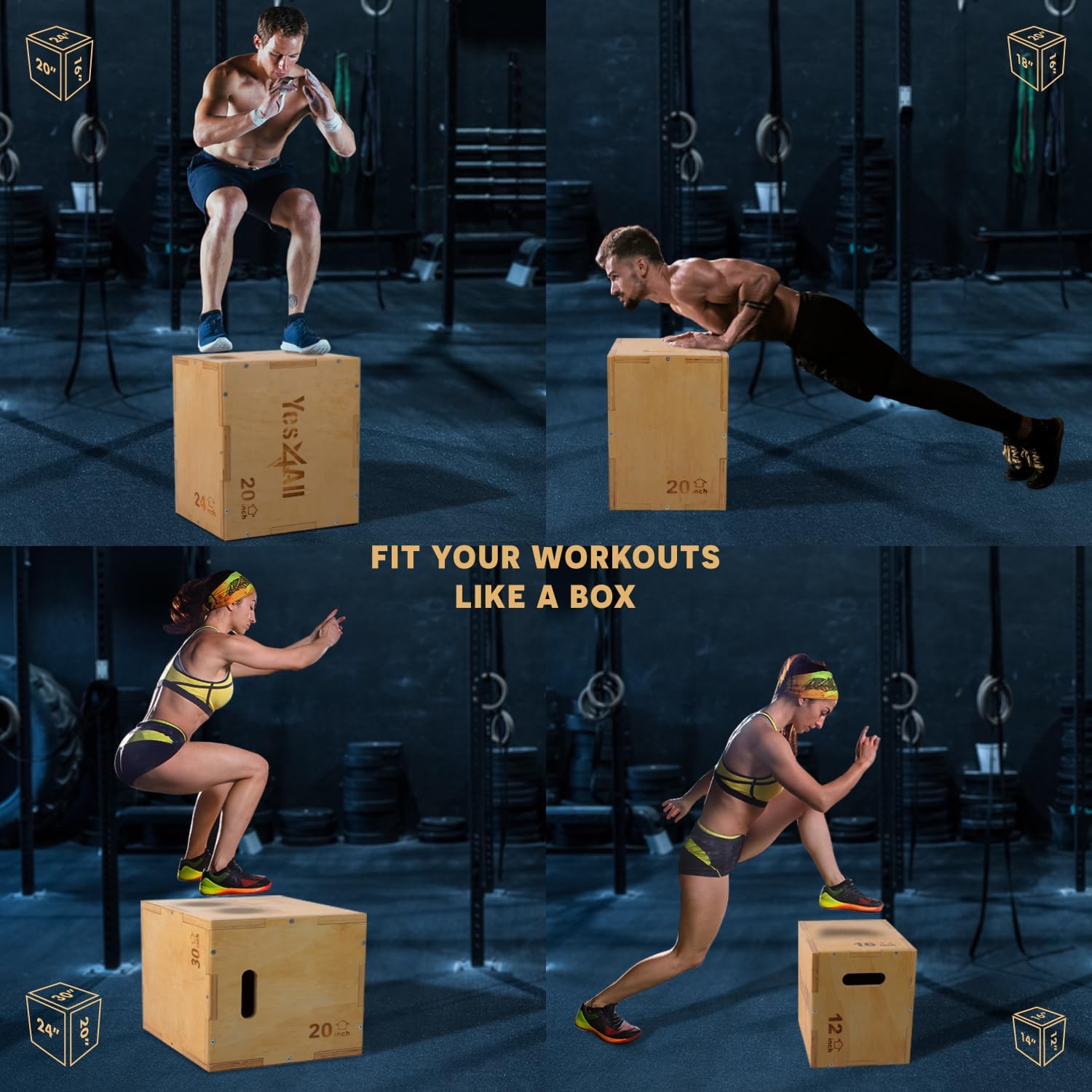 Yes4All 3-in-1 Wooden Plyo Box — User-Friendly Design for Training