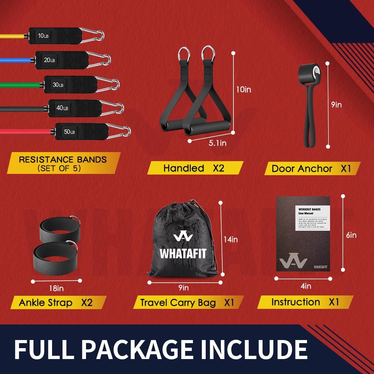 WHATAFIT Resistance Bands — Multi Function & Portable