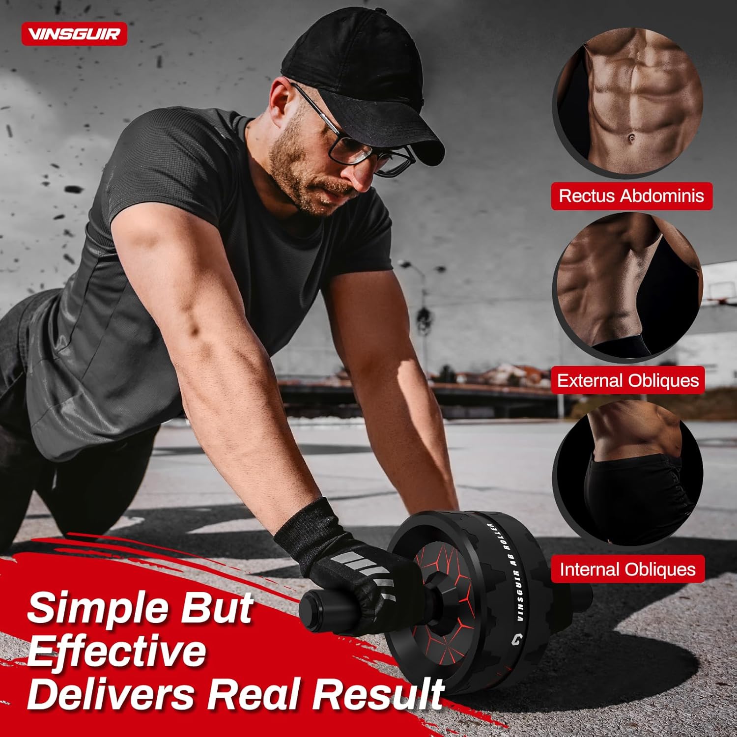 Vinsguir Ab Roller (Red) — Grow Six Packs Faster & Safer