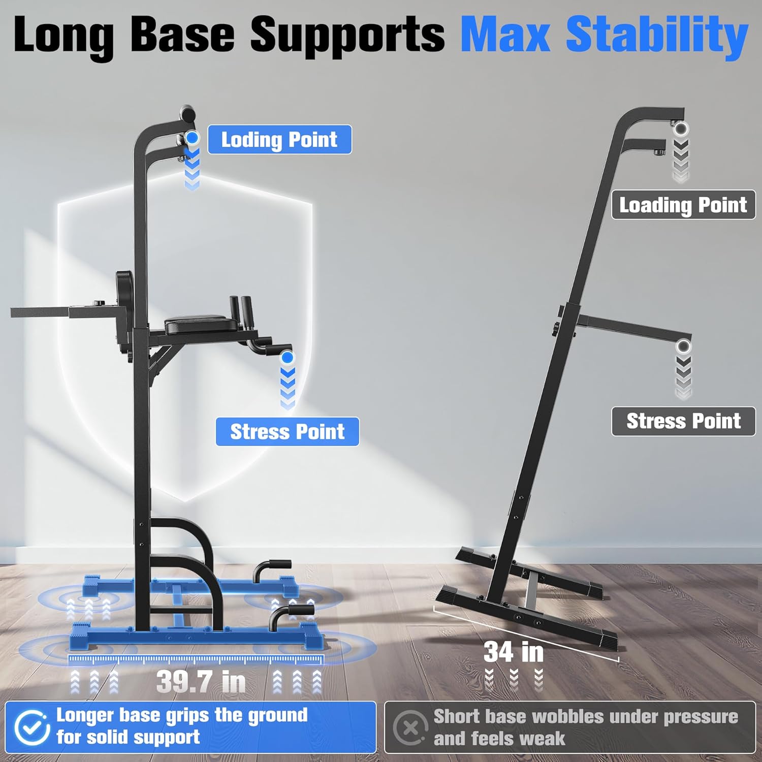Sportsroyals Power Tower — Long Base Supports Maximum Stability