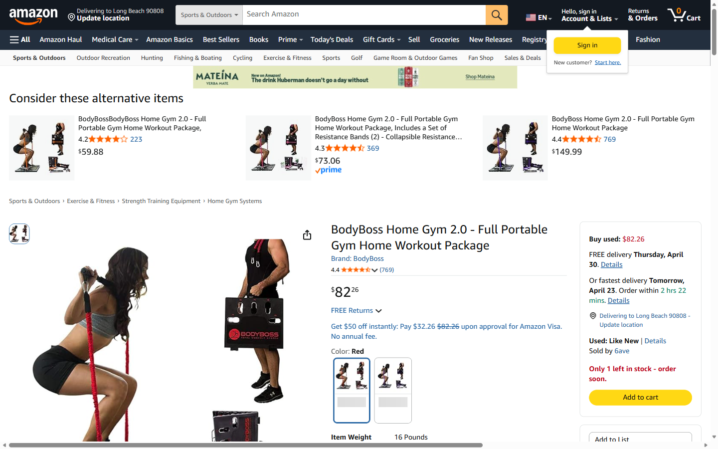 BodyBoss Home Gym 2.0 — Easily Workout Upper Body or Lower Body