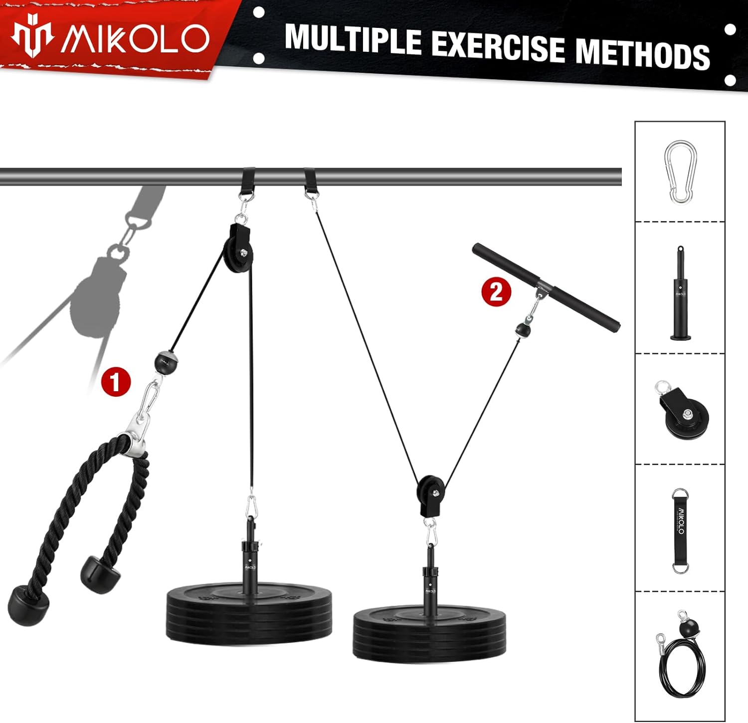 Mikolo Dual Cable Pulley — Easy to Assemble & Portable