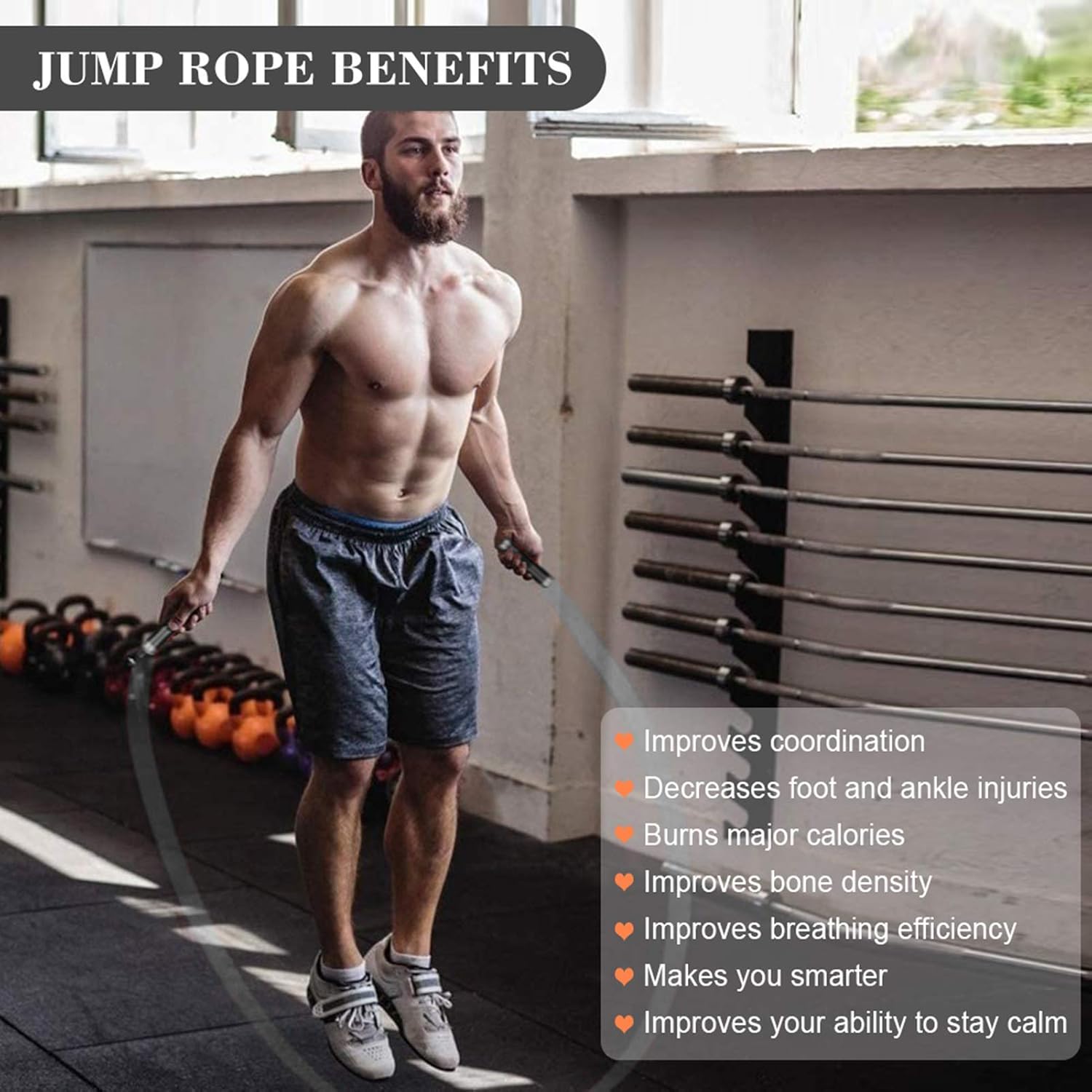 Redify Weighted Jump Rope — The 9mm braided cotton rope weighs 0.46LB,10 feet