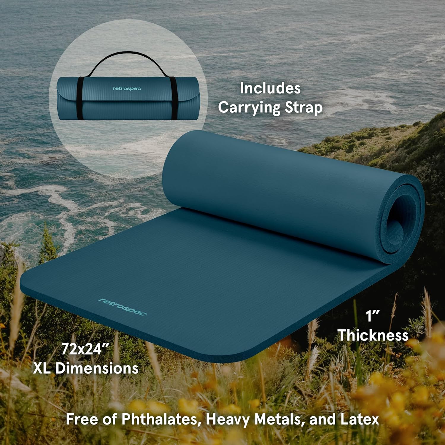 Retrospec Solana Yoga Mat — Extra Thick for Comfort & Balance