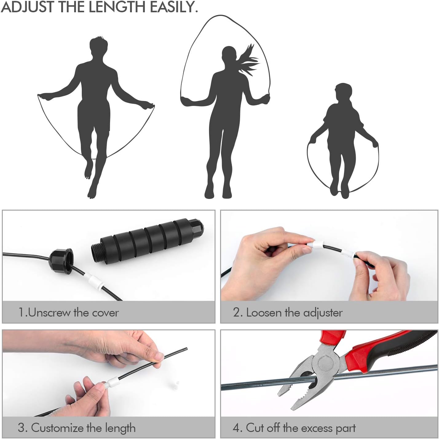 Loocio Tangle-Free Jump Rope — Ergonomic Foam Handles / / The ergonomic handles