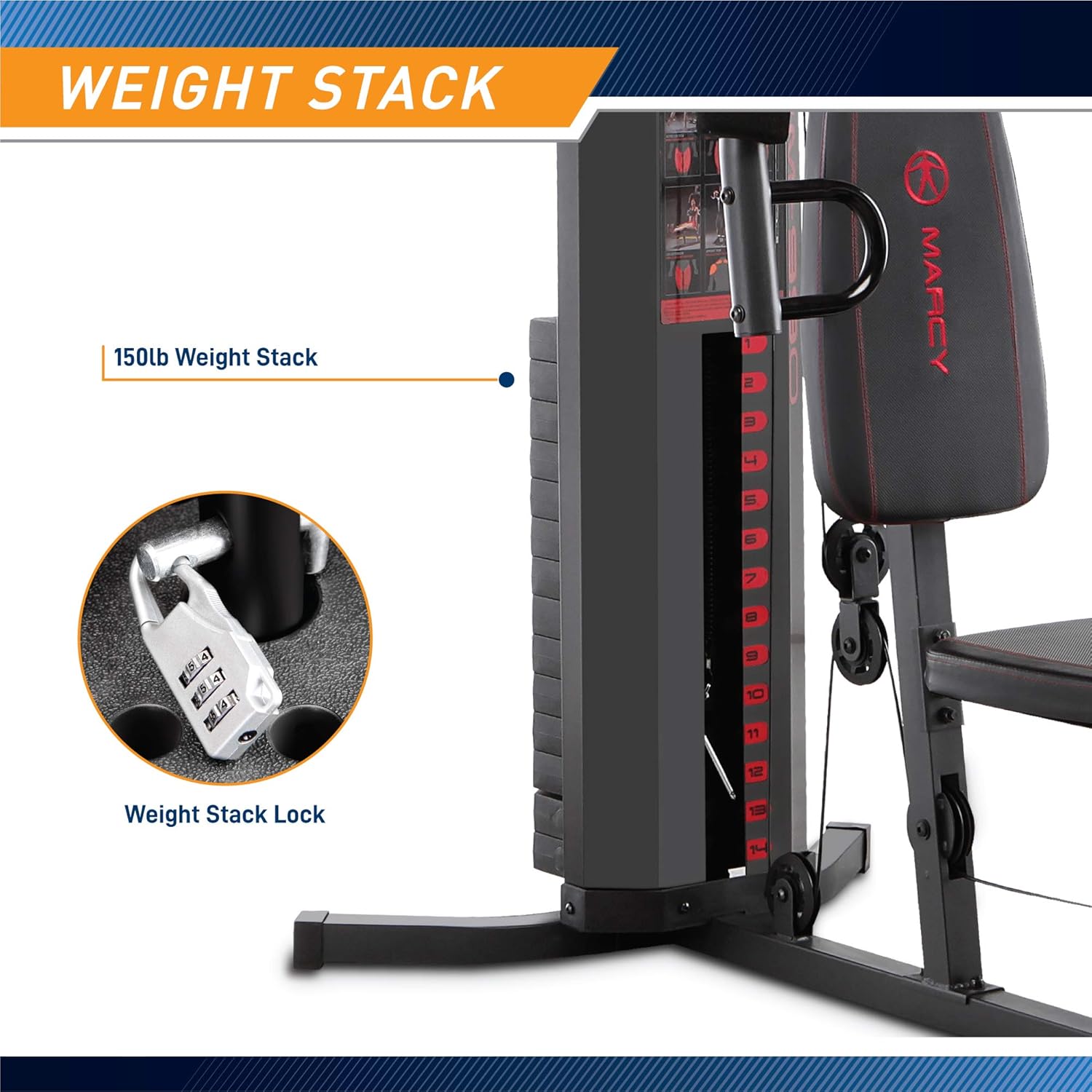 Marcy 150lb Stack Home Gym — Weight Stack Lock
