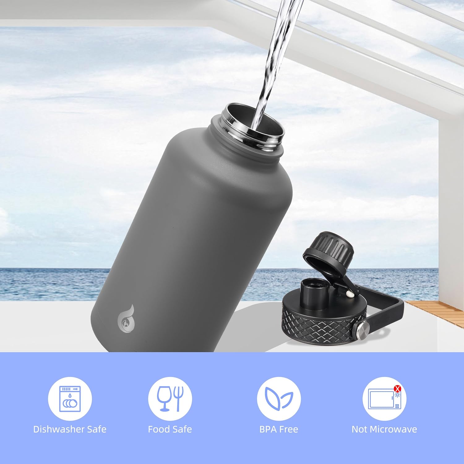 BJPKPK Half-Gallon Water Bottle (64oz) — Bpa Free & No-Sweat Design