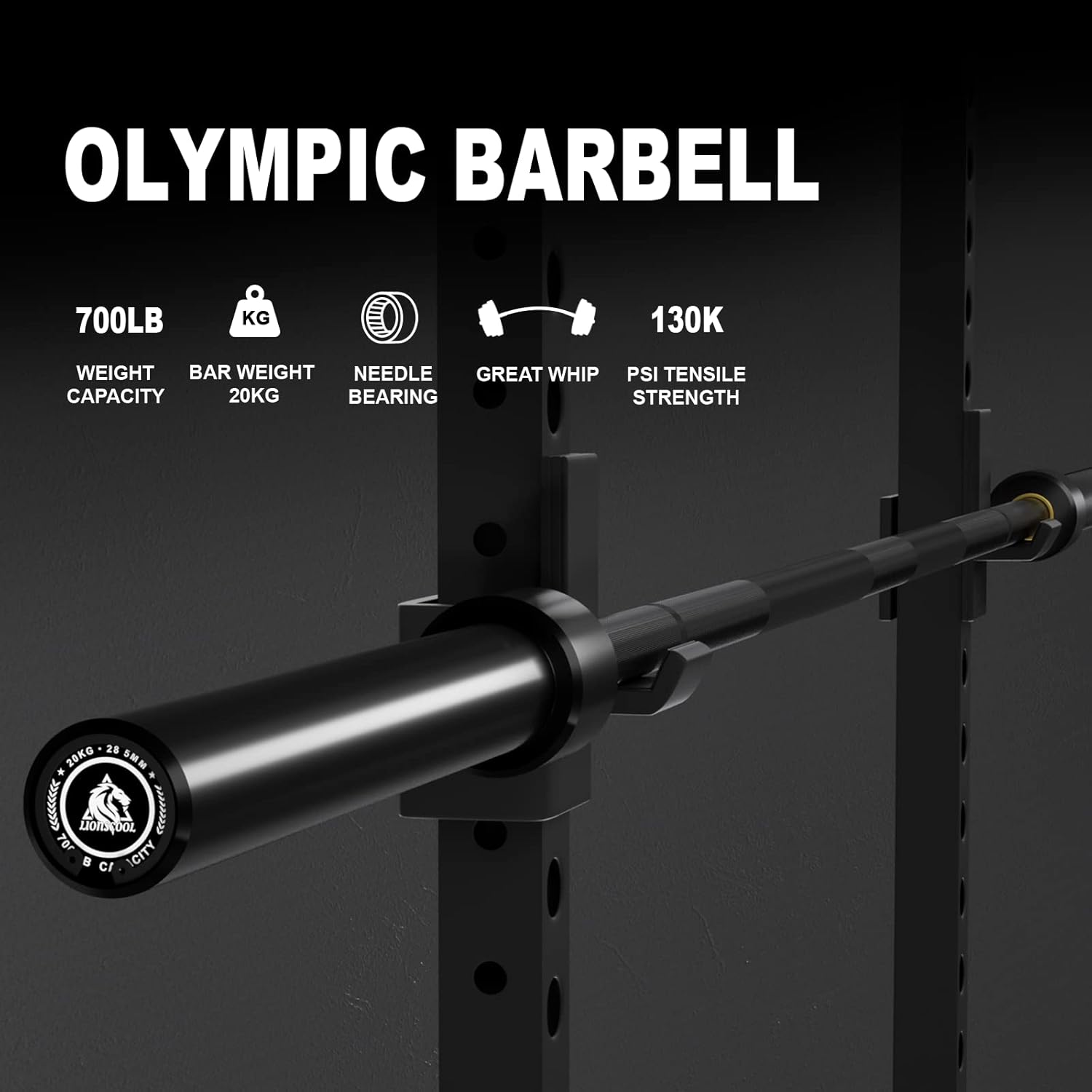 LIONSCOOL 7ft Olympic Barbell — Incredible Durability