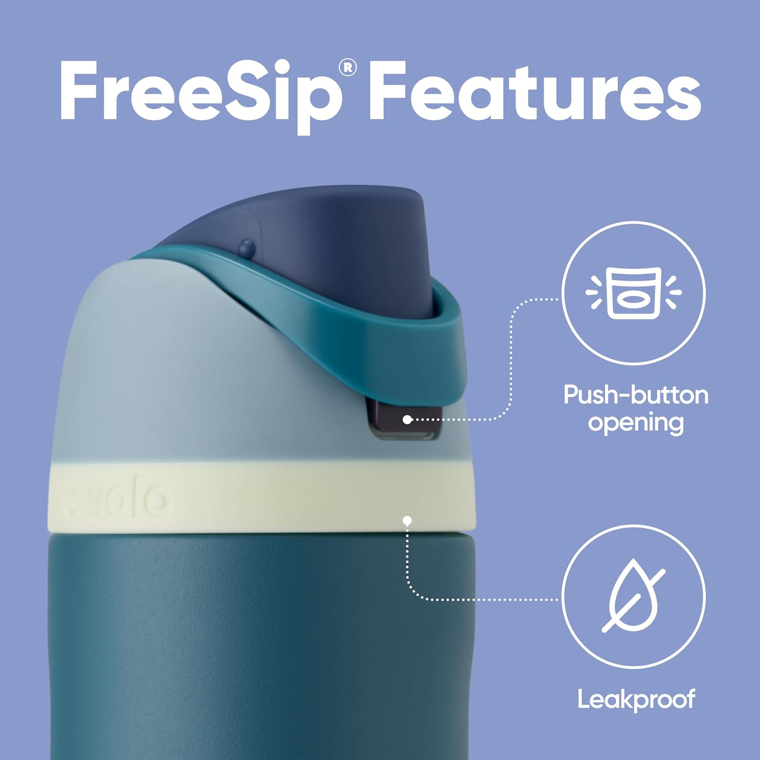 Owala FreeSip Water Bottle — Patented FreeSip spout designed for either sipping upright