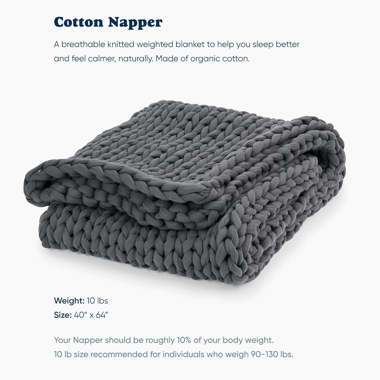 Bearaby Cotton Hand-Knit Weighted Blanket — Cotton