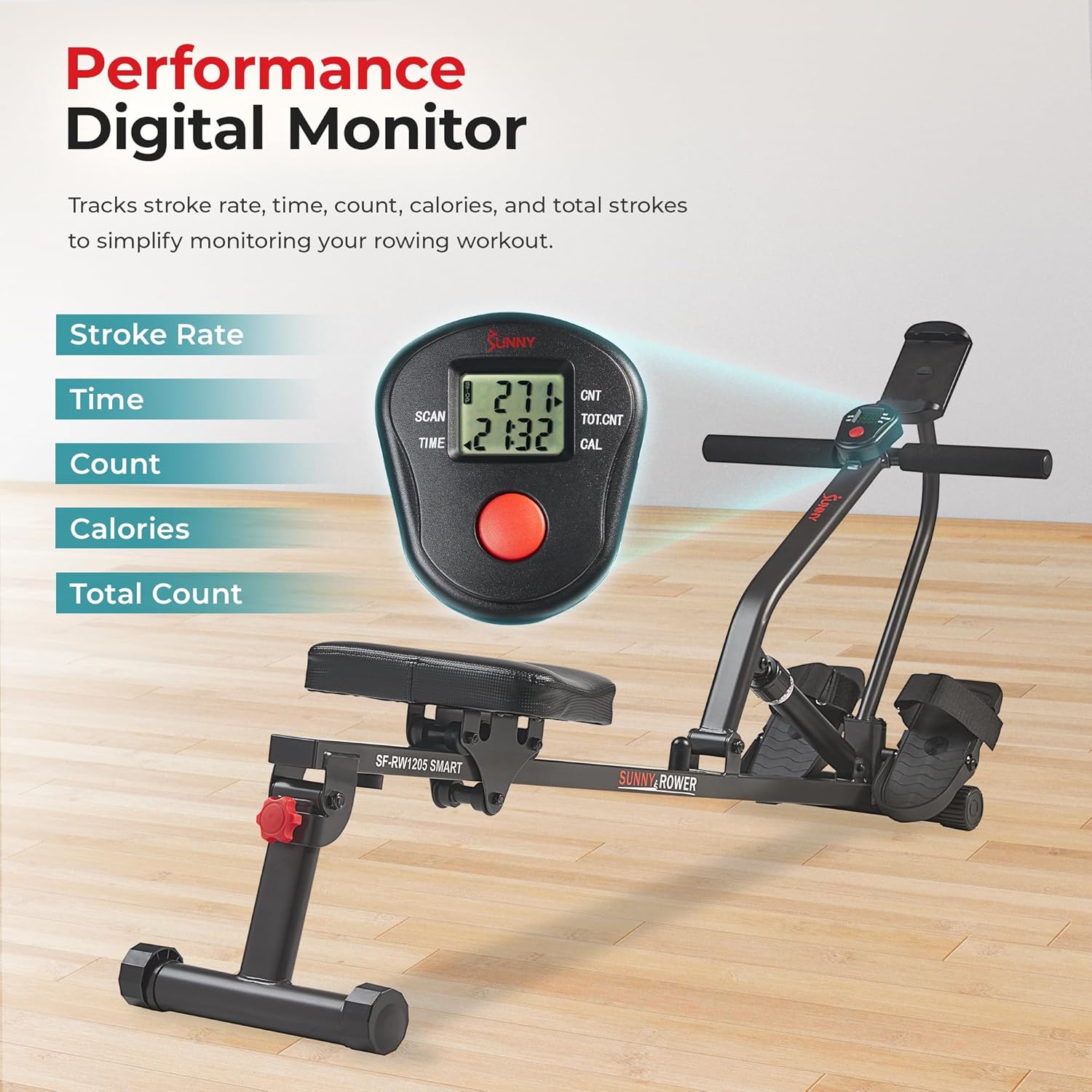 Sunny Health Compact Rowing Machine — Compact & Lightweight