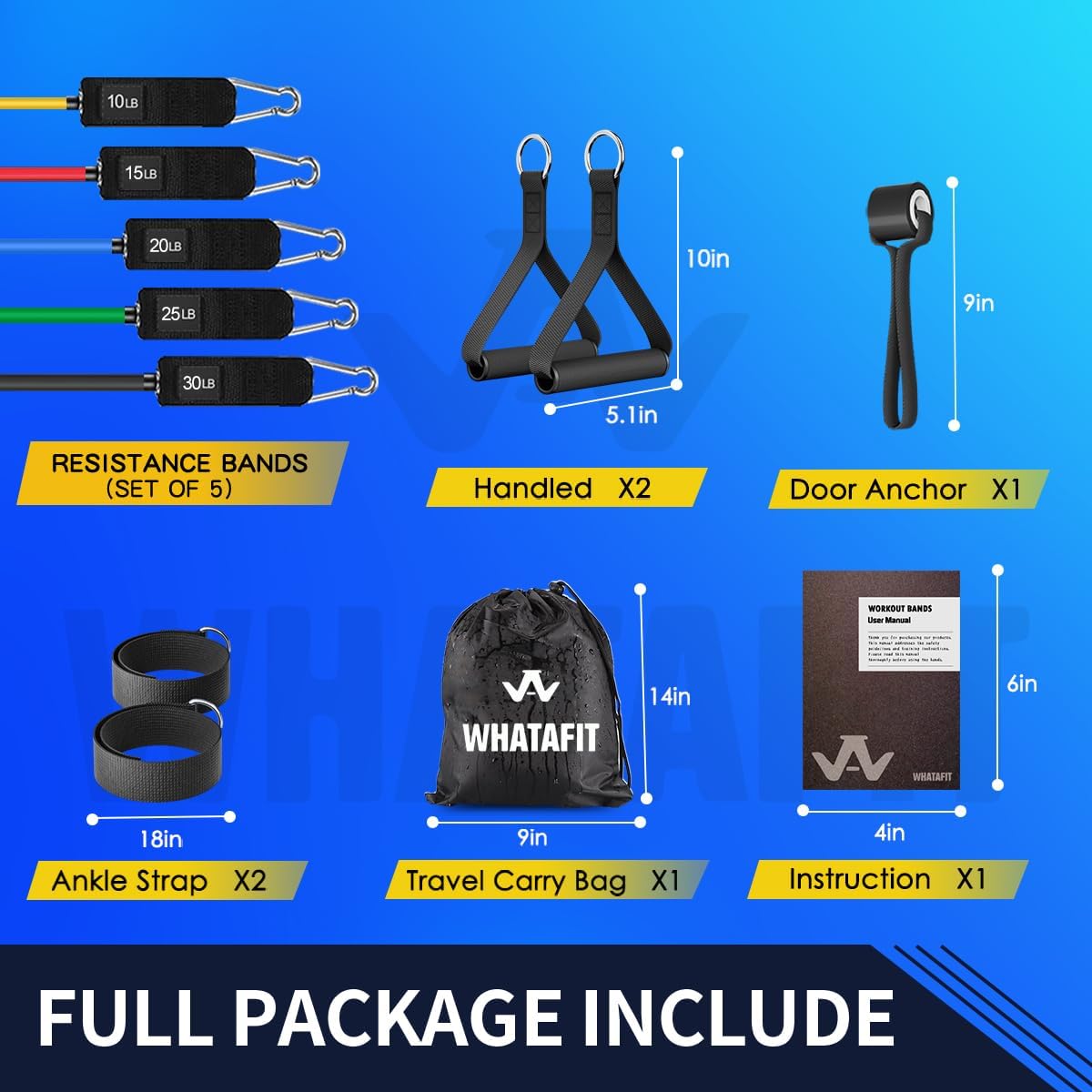 WHATAFIT Resistance Bands (Handles) — Versatile Full-Body Workout