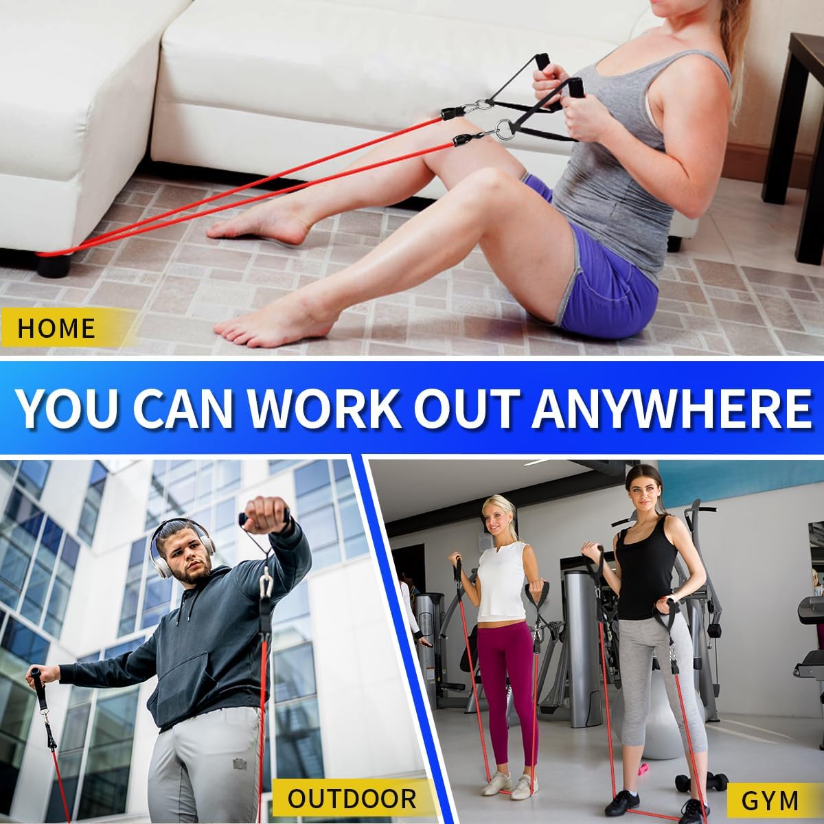 WHATAFIT Resistance Bands (Handles) — Personal Home Gym