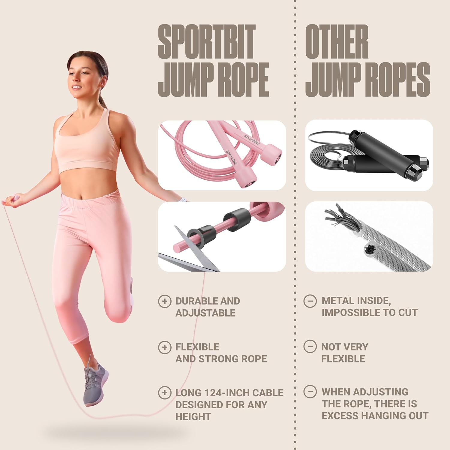 SPORTBIT Adjustable Jump Rope — Adjustable