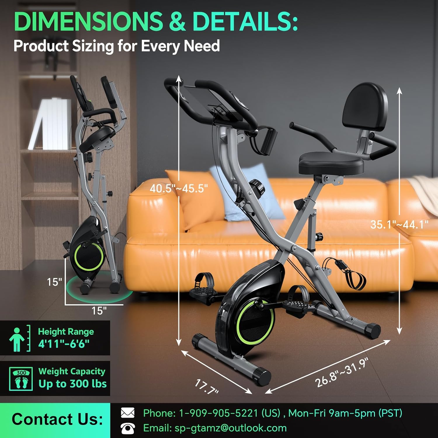 USLIM Foldable Exercise Bike — Folds quickly for compact storage in small apartments
