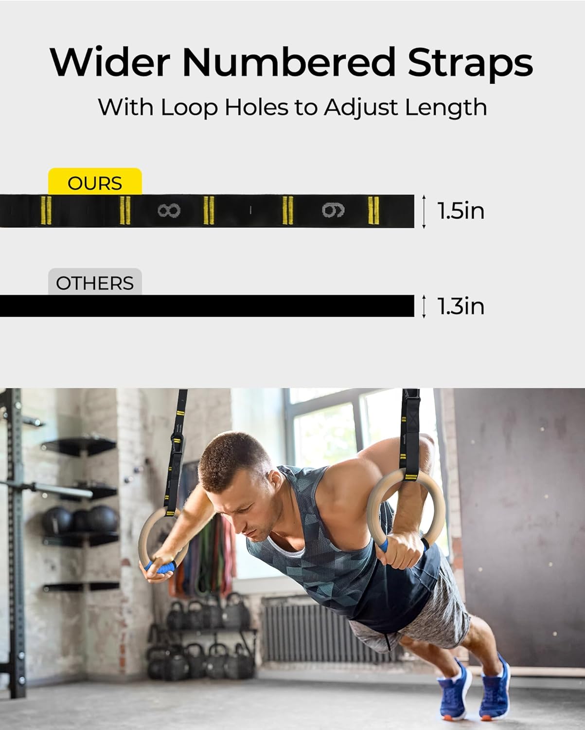 PACEARTH Wooden Gymnastic Rings (32mm) — Non-Slip Hand Tapes