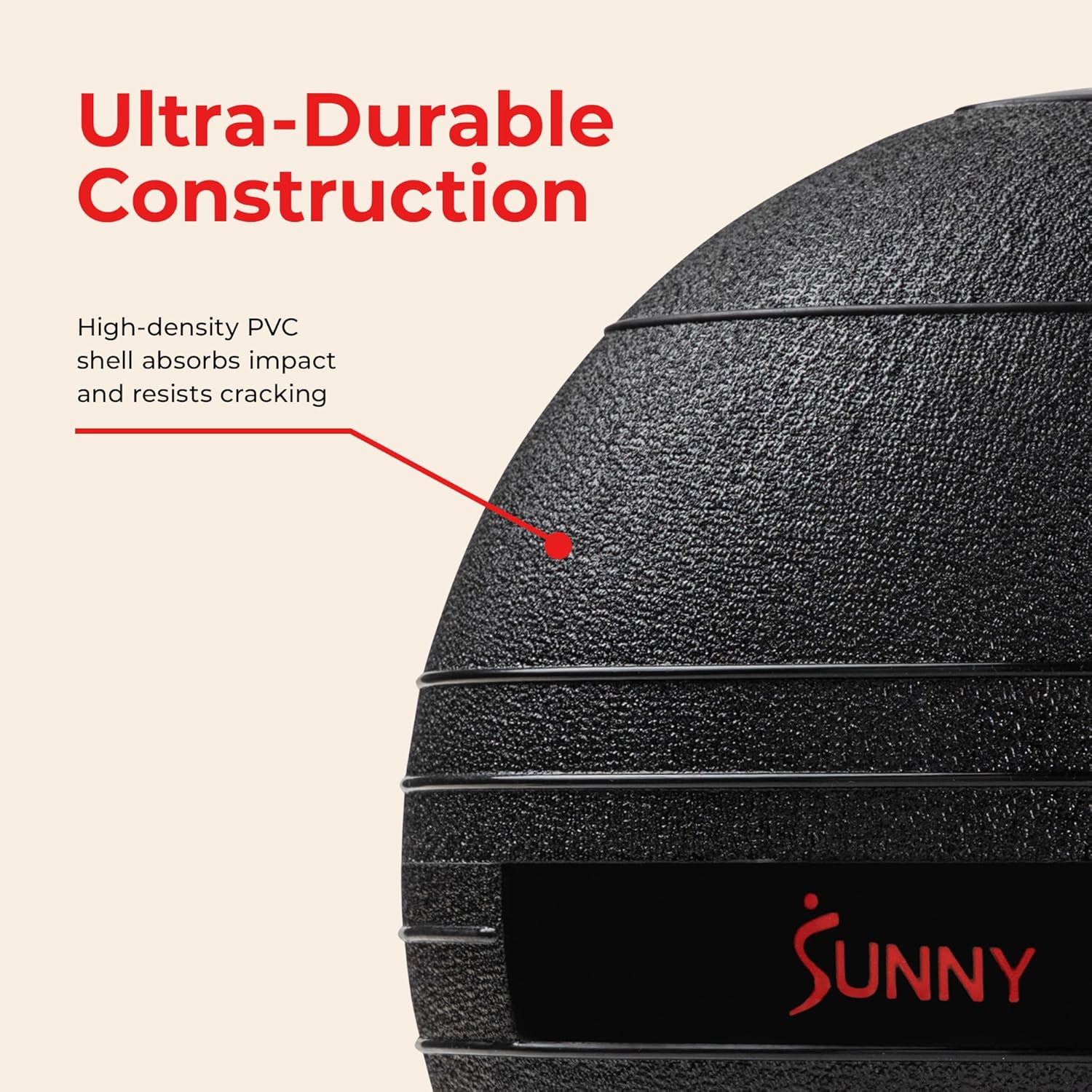 Sunny Health Slam Ball — No-Bounce, Sandfilled Core