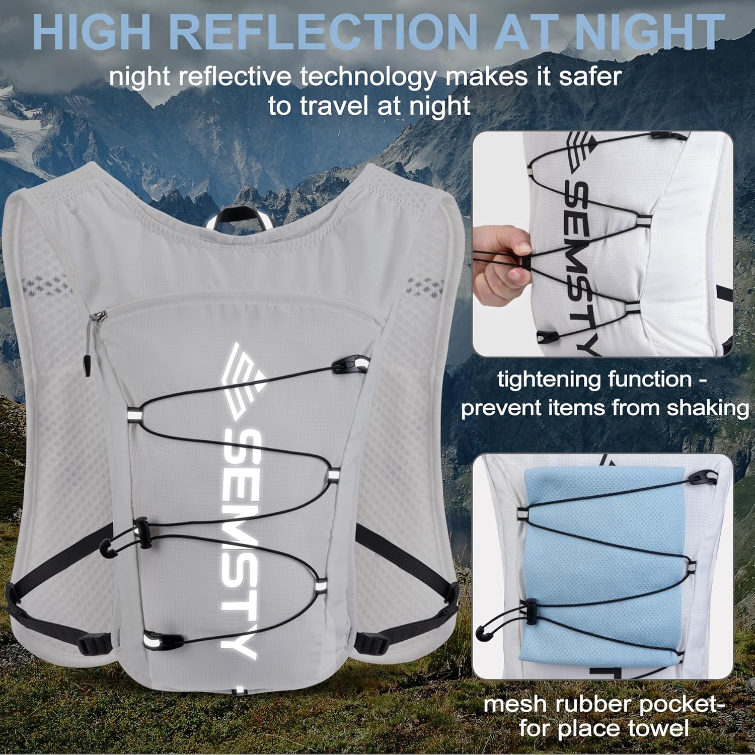 SEMSTY Running Hydration Vest (5L) — Ergonomic Adjustable Fit