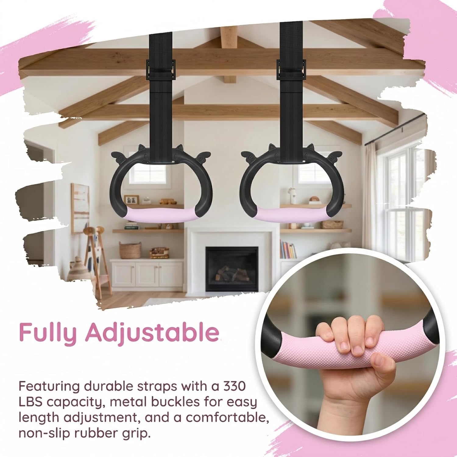 GDLPZM Gymnastic Rings — Rubber anti slip design & sturdy and durable