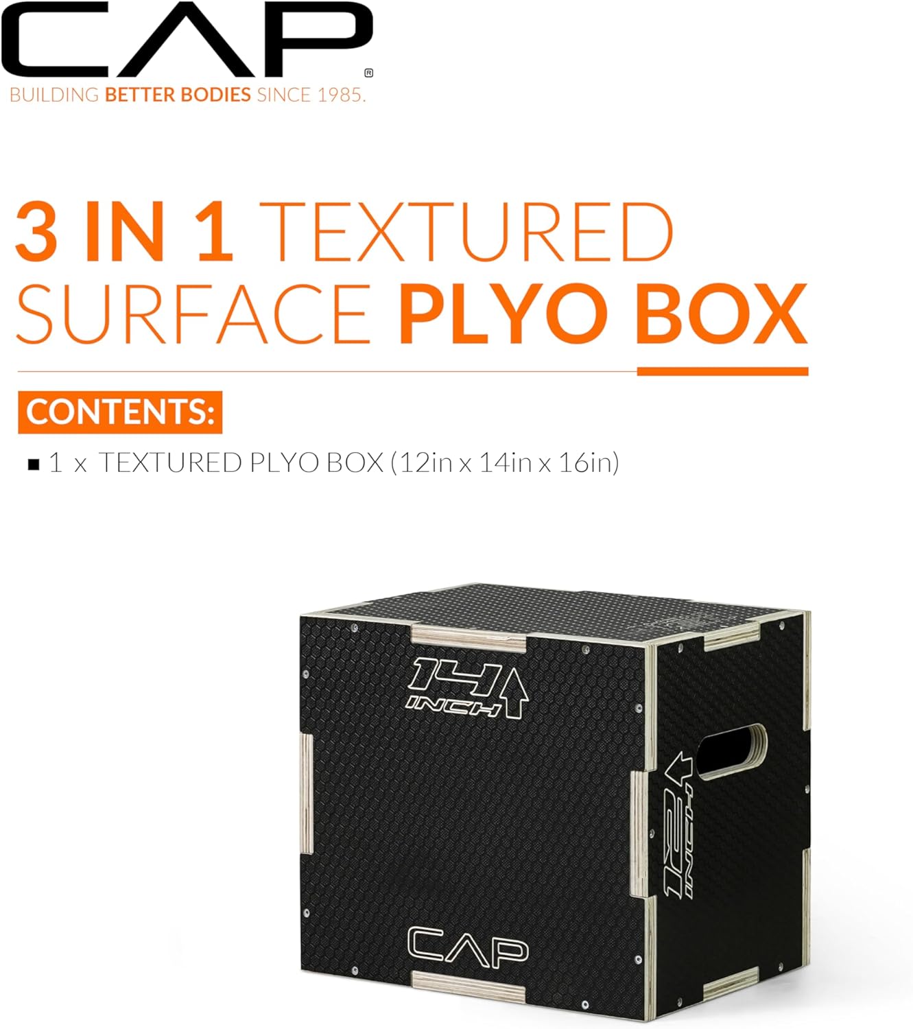 CAP Barbell 3-in-1 Plyo Box — SPECS - Maximum assembled plyo box dimensions are