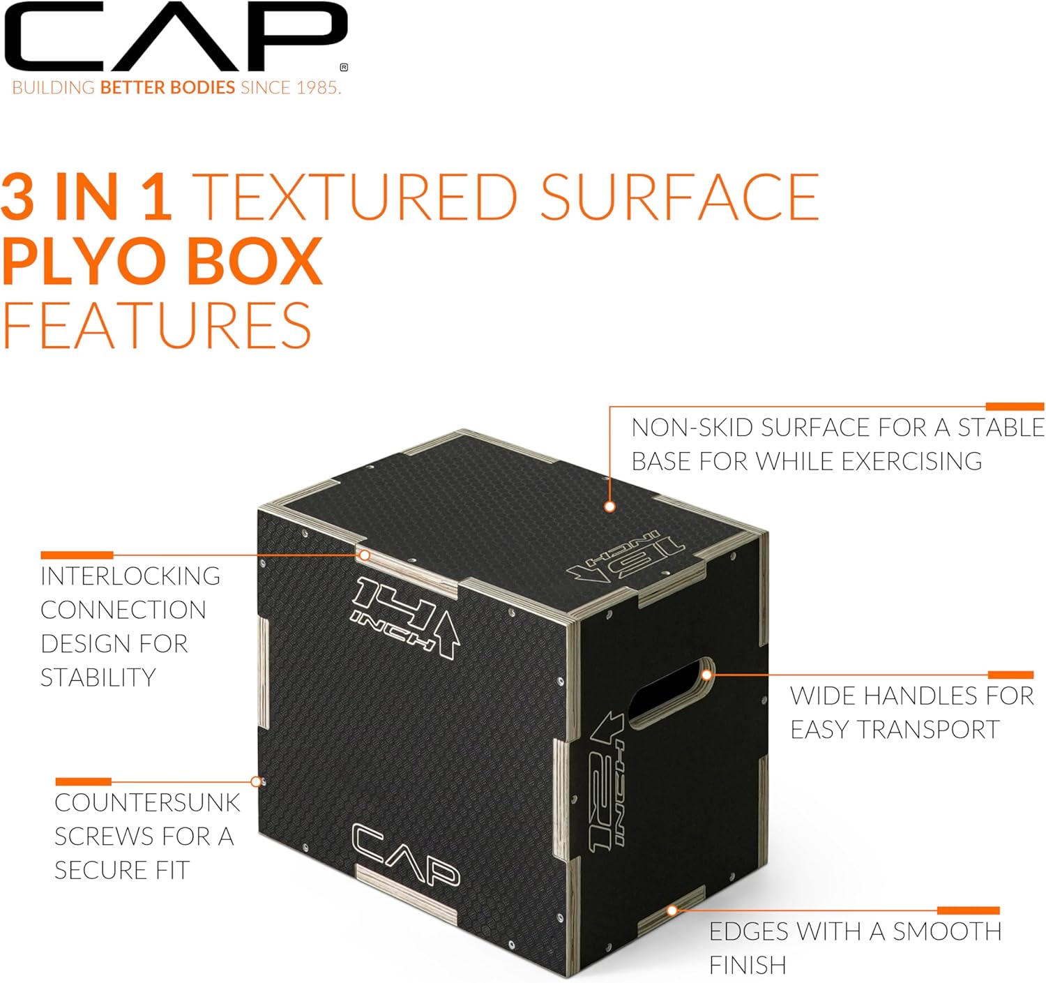 CAP Barbell 3-in-1 Plyo Box — The box is constructed with countersunk screws for