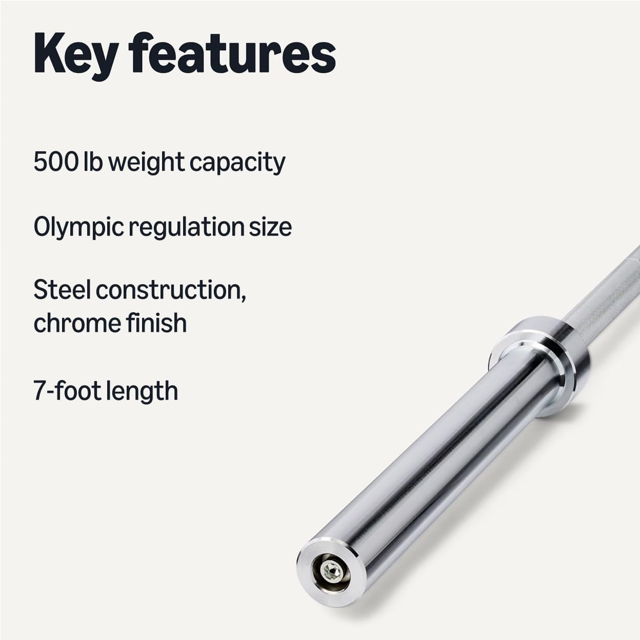 Amazon Basics 7ft Olympic Barbell — 7-foot Olympic barbell bar for strength training workouts