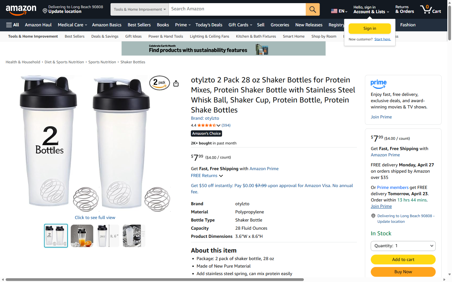 Otylzto 28oz Shaker Bottles (2-Pack) — Can use long time