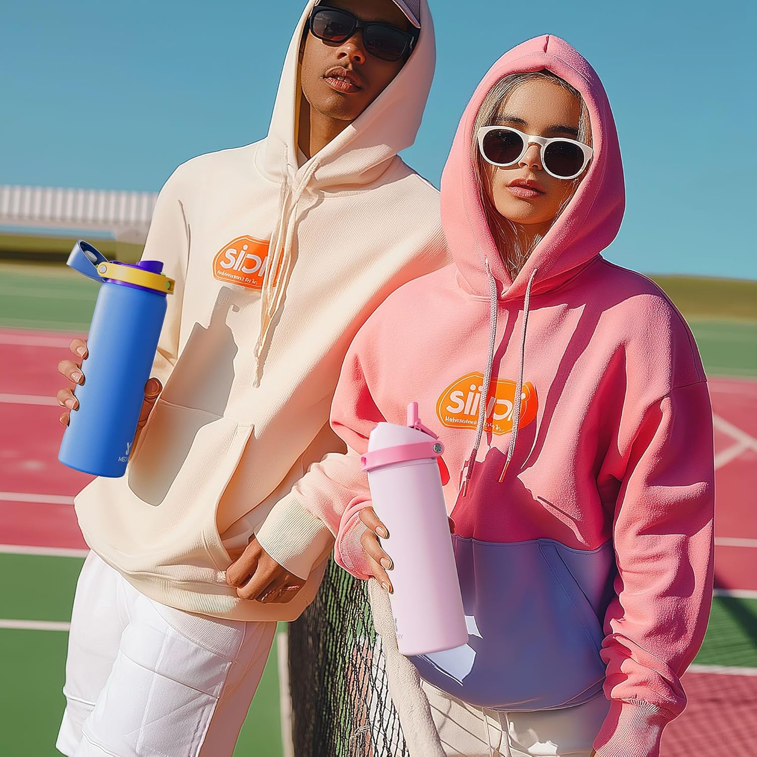 Meoky 24oz Insulated Water Bottle — 2-in-1 Lid, Sip or Swig