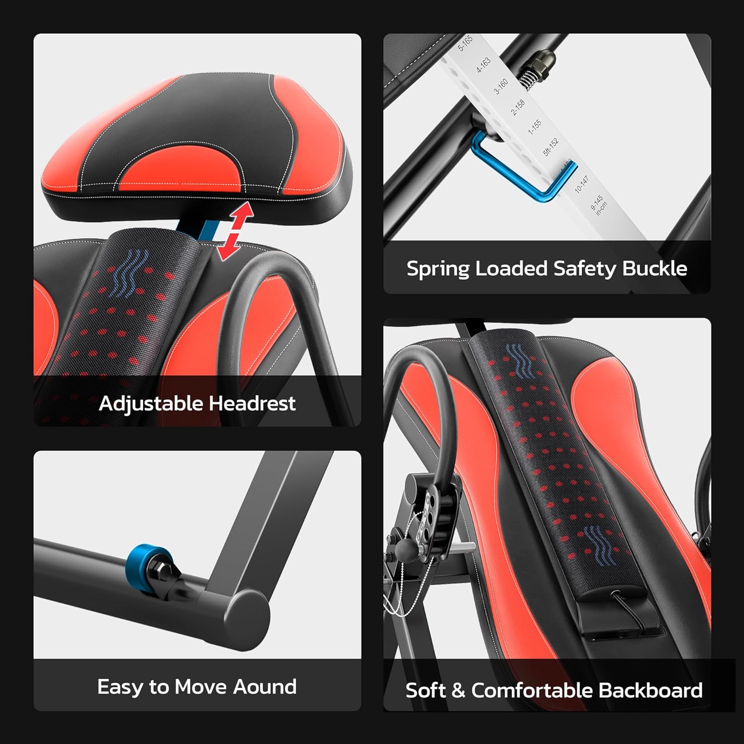 YOLEO Heated Inversion Table — Improved Ankle Holders