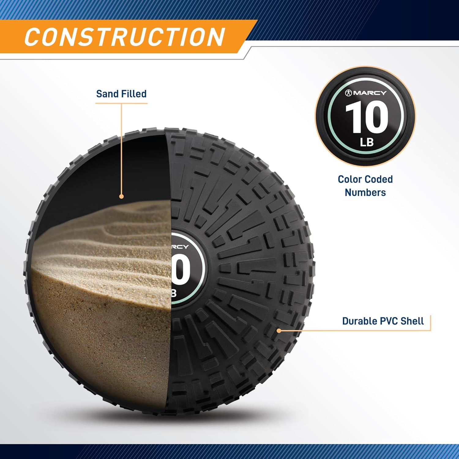 Marcy Slam Ball (10-50 lb) — Rugged Tread Texture