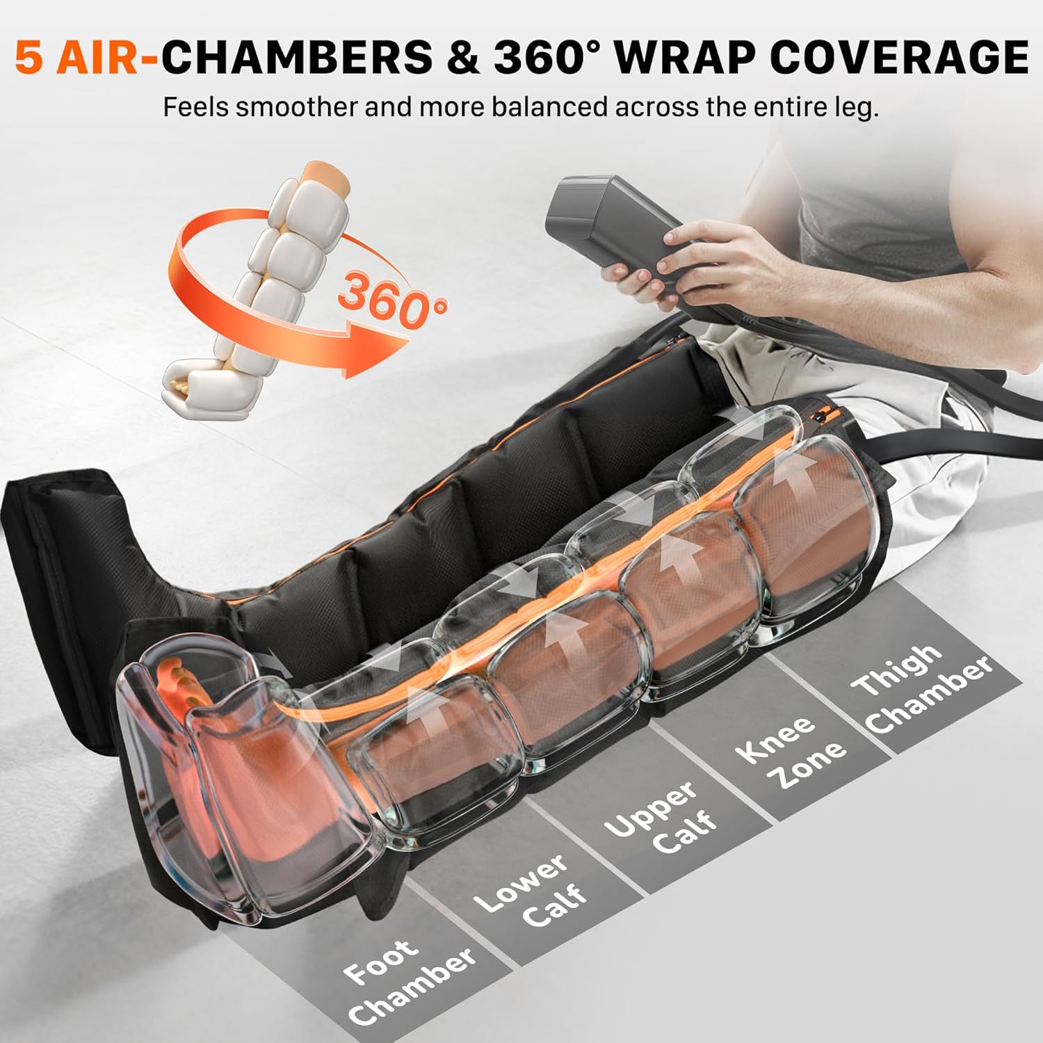 JZBRAIN Leg Recovery Boots — 6 Massage Modes – Tailored for Full-Leg Relief or Specific Target Areas