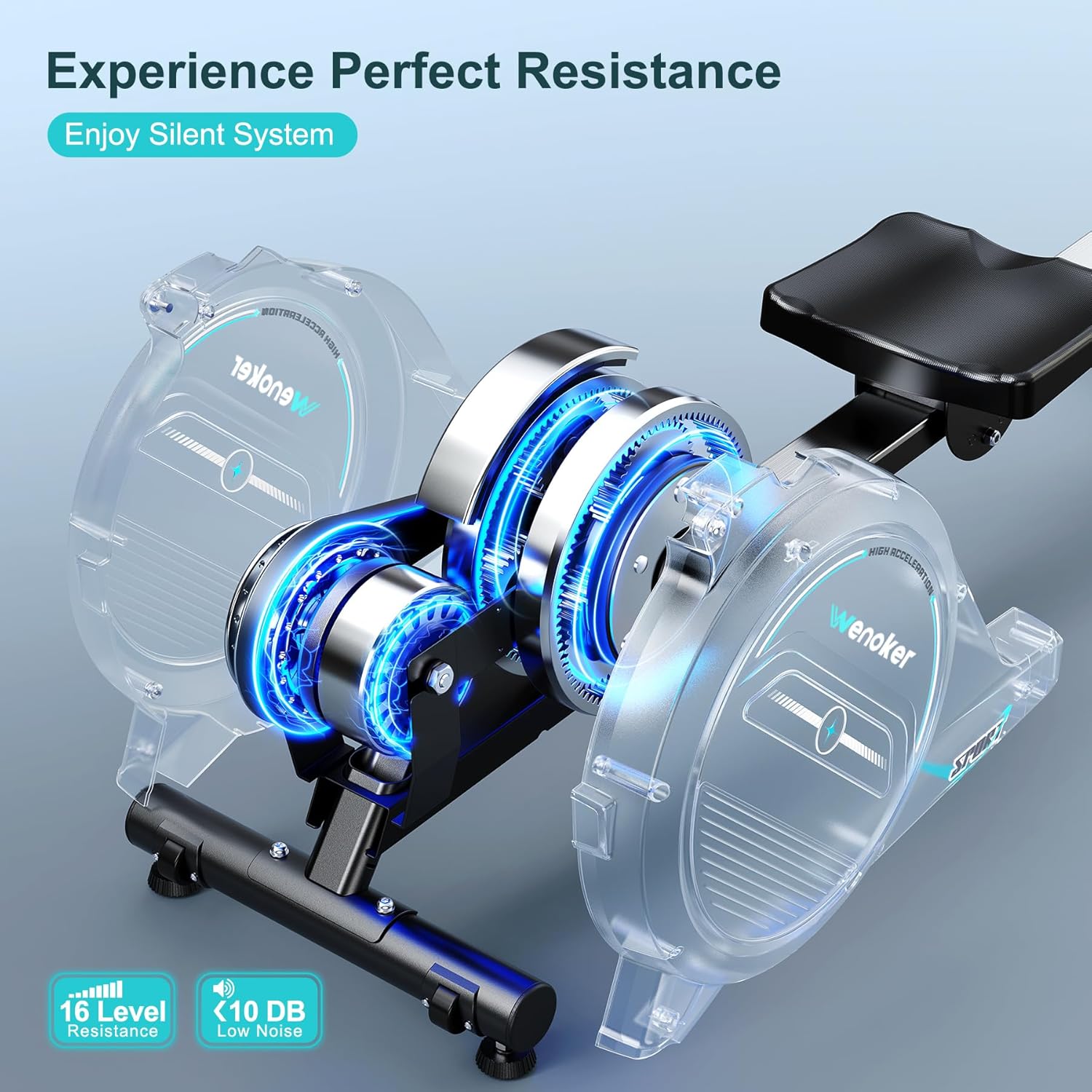 Wenoker Magnetic Rowing Machine — LCD monitor & Tablet Holder