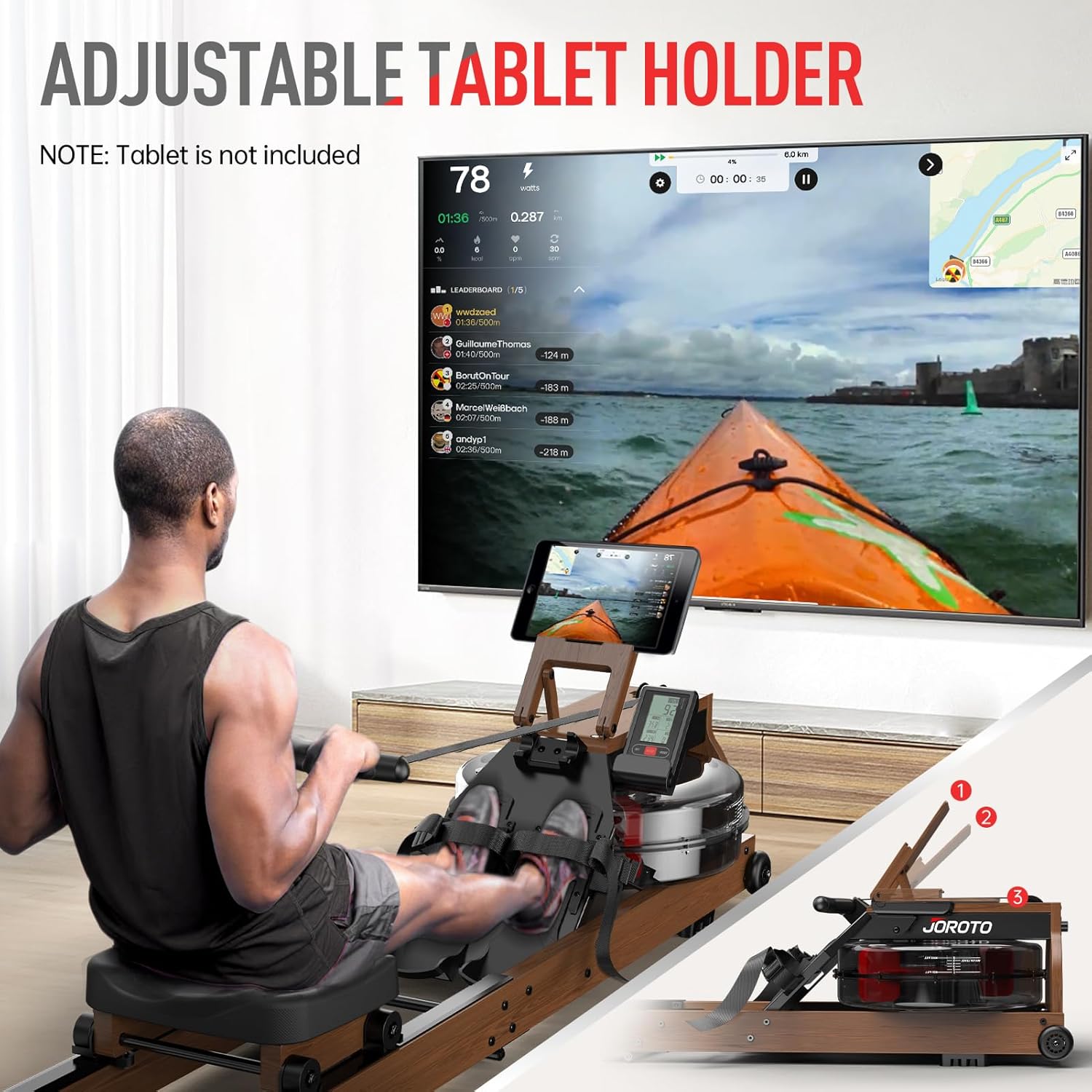 JOROTO Water Rowing Machine — 180° Foldable Design