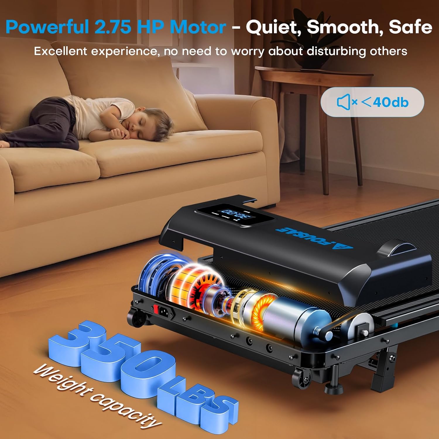 FOUSAE Walking Pad (6.2MPH) — 0.6-6.2 MPH Speed Mode & Countdown Mode