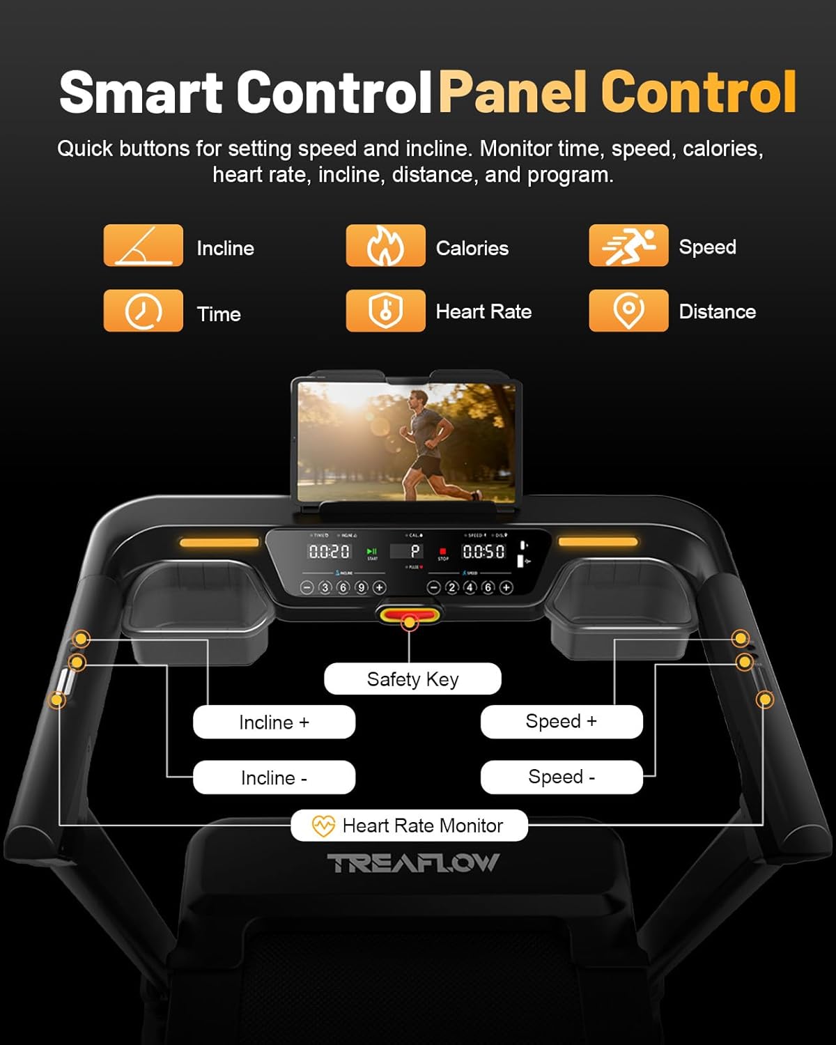 TREAFLOW Auto-Incline Treadmill — 3.5HP Brushless Motor