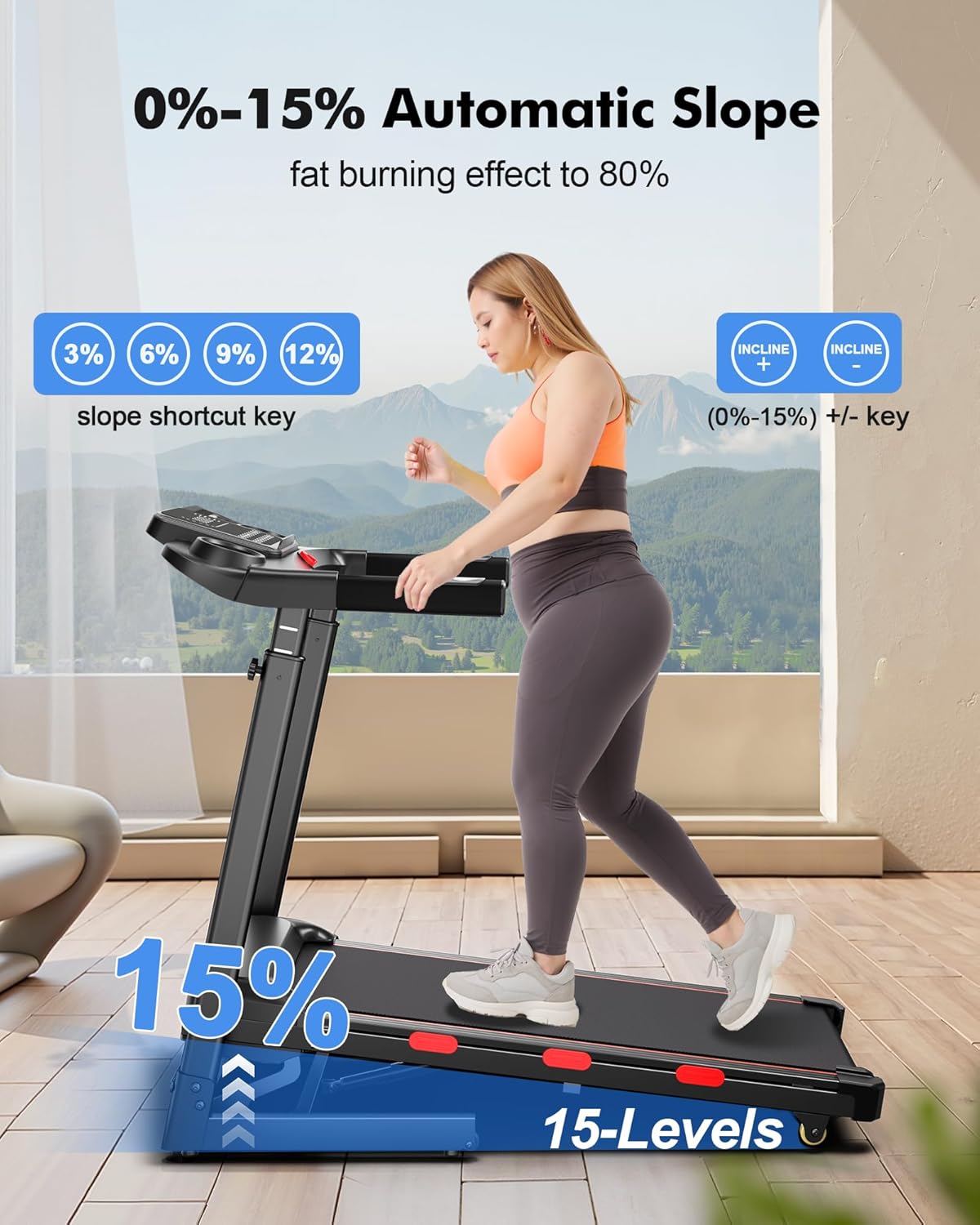 EVKRUN 15% Auto-Incline Treadmill — ***【Multi-Function Treadmill for Home- Walking or Running】*** This