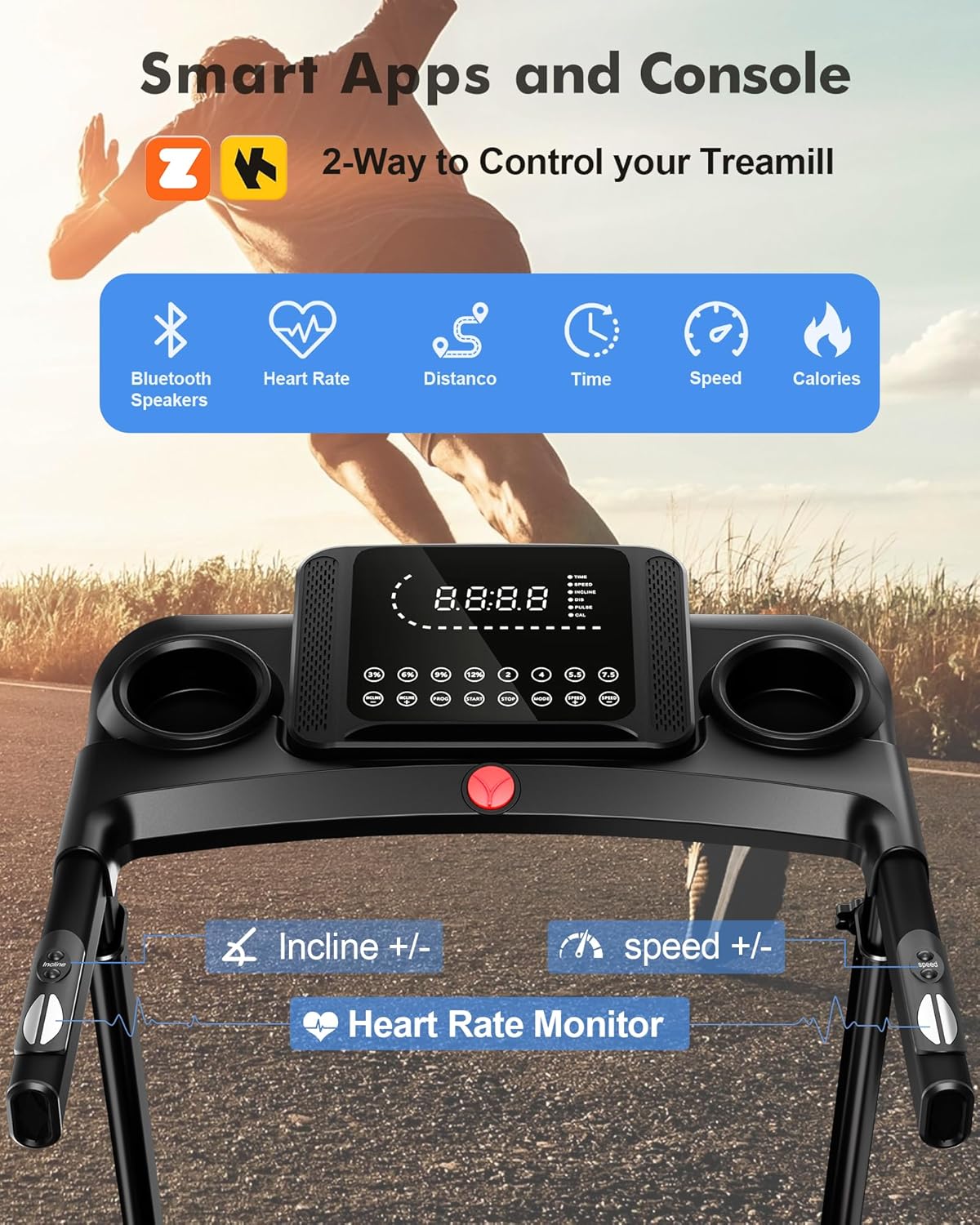 EVKRUN 15% Auto-Incline Treadmill — ***【15-Level Electric Incline for High-Intensity Training】*** The EVKRUN