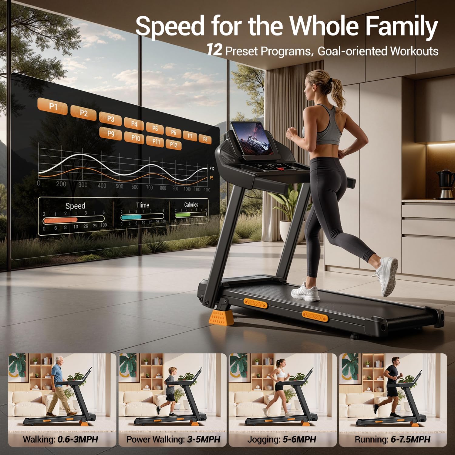 Cursor Fitness 3-in-1 Treadmill — Up to 7.5 MPH Treadmill-Walking, Jogging & Running