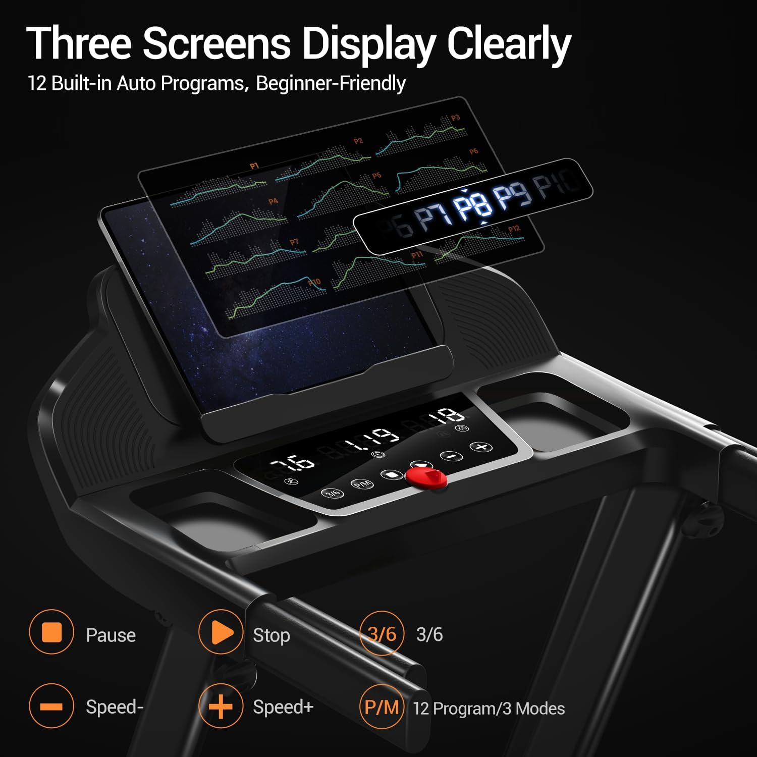 Cursor Fitness 3-in-1 Treadmill — Preset Programs & Pause Function-Smart Home Workouts